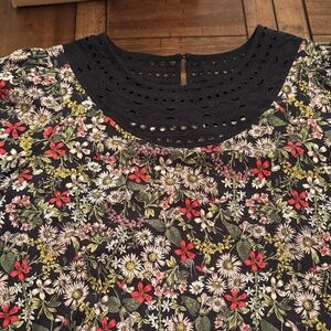 Pilcro Multicolor Floral Blouse with Black Lace
